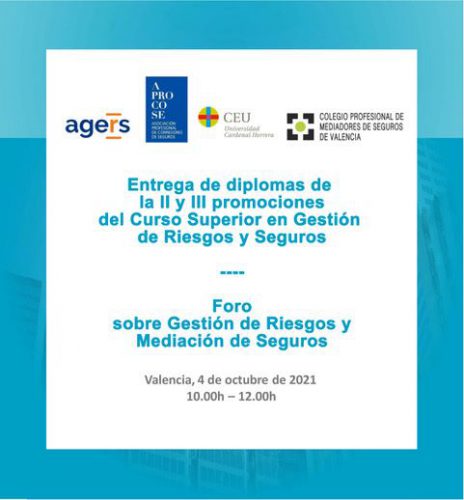 El Colegio de Valencia convoca el Foro sobre Gestión de Riesgos y Mediación de Seguros.