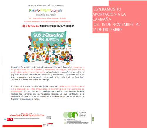El Colegio de Málaga pone en marcha su VIII campaña solidaria de Navidad.