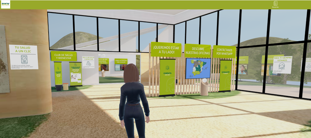 El espacio virtual cuenta con dos plantas por las que los visitantes podrán navegar y conocer los activos y capacidades de DKV.
