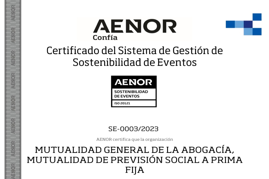 AENOR certifica el compromiso de Mutualidad con la sostenibilidad en sus eventos corporativos