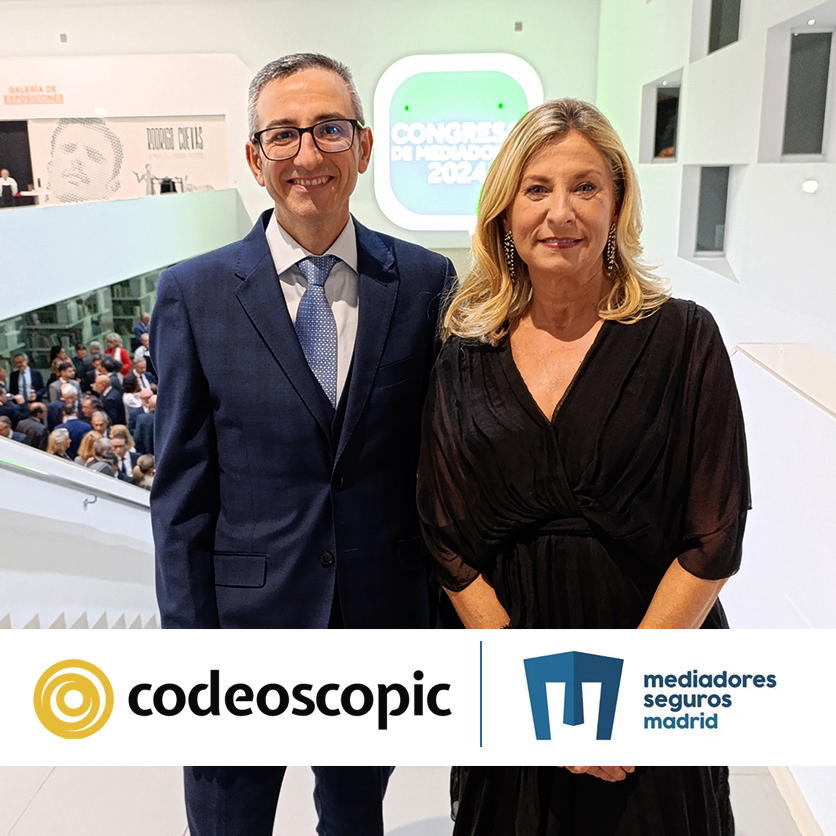 Elena Jiménez de Andrade, presidenta del Colegio de Madrid, y Ángel Blesa, CEO de Codeoscopic, formalizaron el convenio.