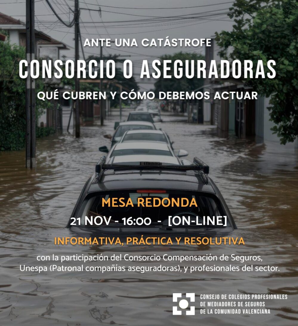 El Colegio de Alicante convoca una mesa redonda sobre la actuación del Consorcio y aseguradoras ante catástrofes.