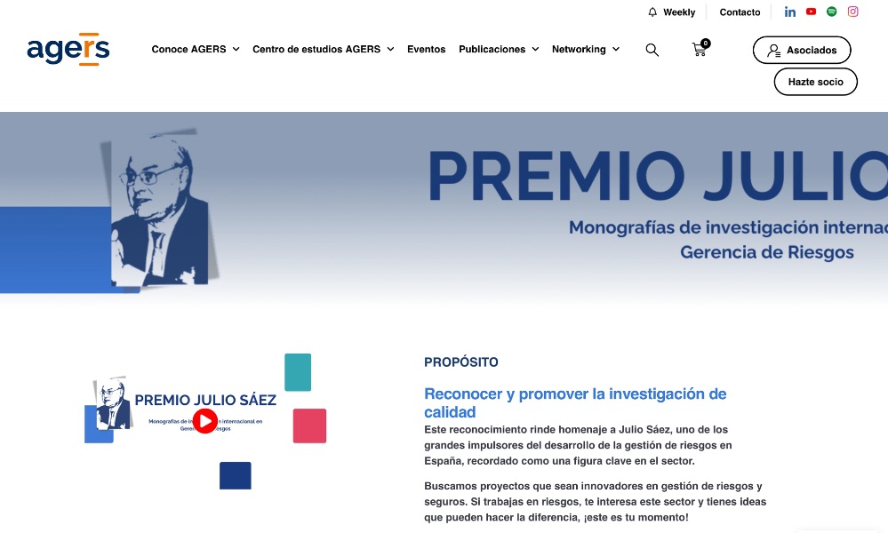 El Centro de Estudios de AGERS celebrará el próximo 28 de mayo la presentación oficial de los proyectos ganadores del Premio Julio Sáez