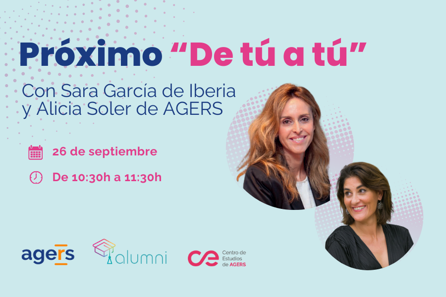 AGERS celebrará el 26 de septiembre un desayuno “De tú a tú” con Sara García, gerente de riesgos de Iberia.