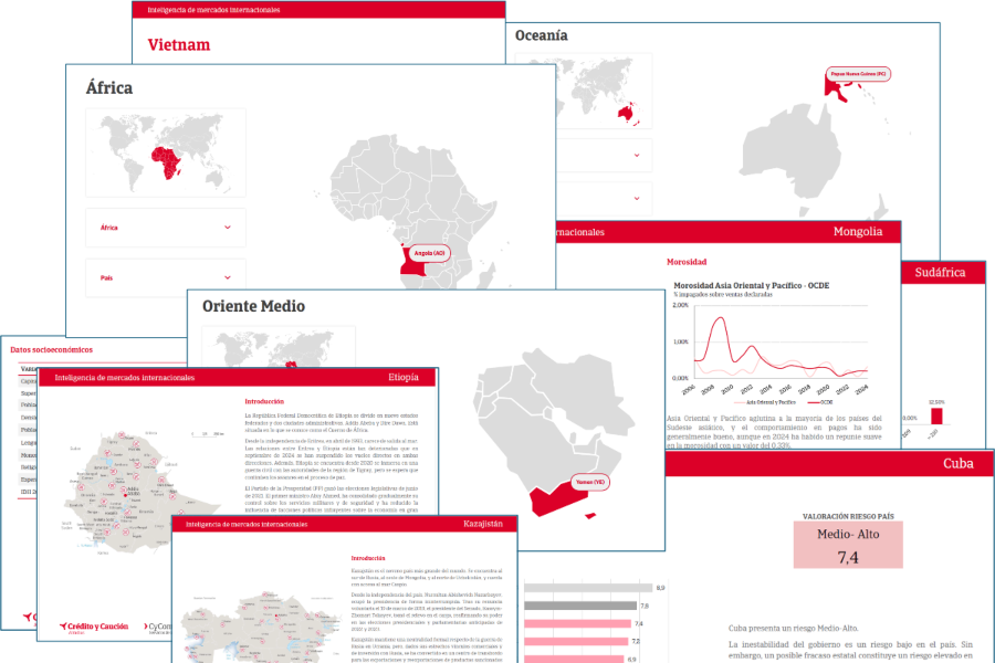 Crédito y caución publica informes detallados sobre riesgos de crédito en mercados internacionales