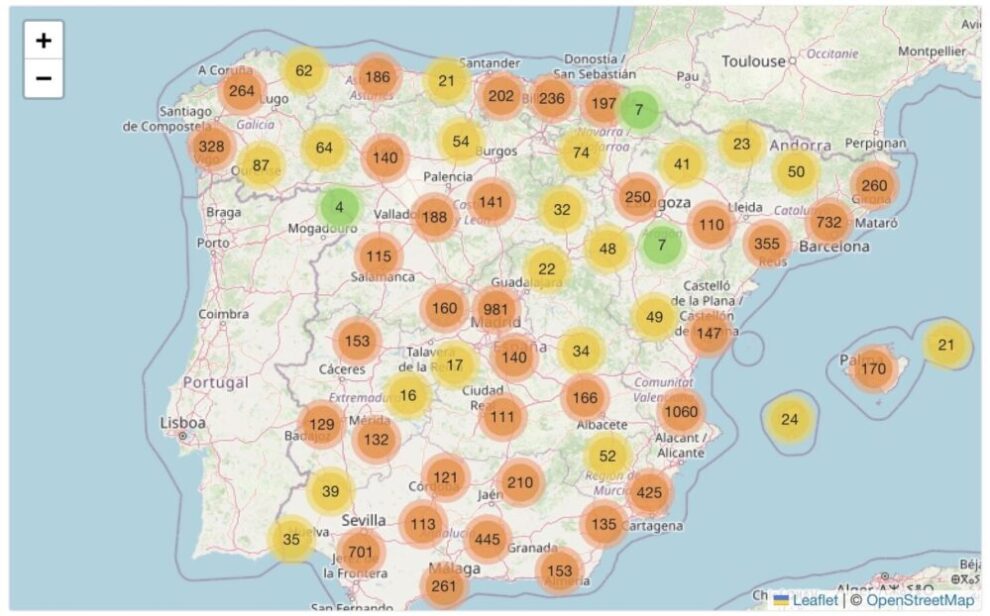 Mapa de las gasolineras más baratas de España en Seguros TV.